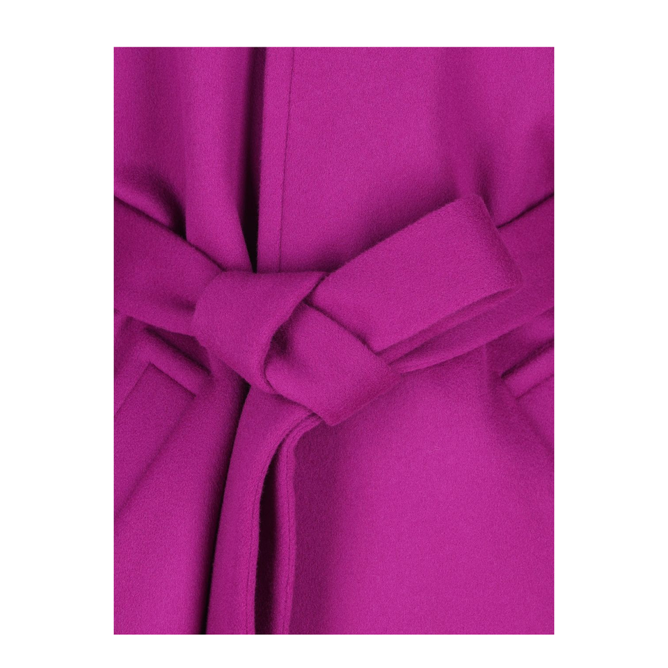 Boxy Belted Coat in Wool in Purple