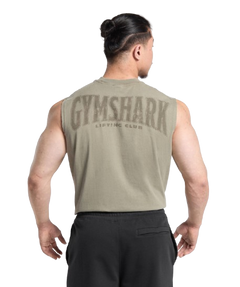 Gymshark Heritage Washed Cut Off Tank - Utility Green/Acid Wash Small Ball