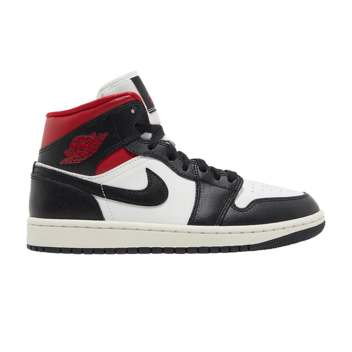 Wmns Air Jordan 1 Mid Black Off White Gym Red