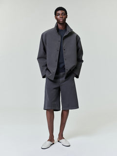 Essentials Garment Dyed Cotton Casual Short Dark Grey