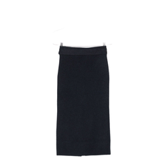 Wool Long Skirt with Slit and Belt