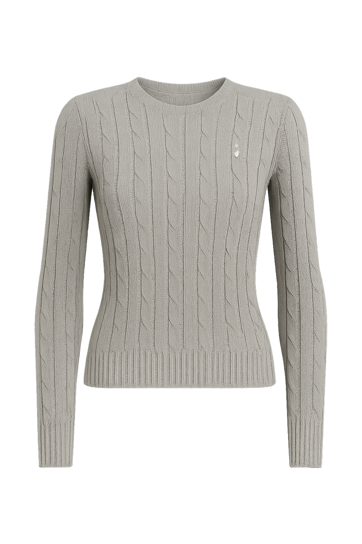 Polo Ralph Lauren Cable-Knit Cotton Crewneck Sweater Fawn Grey Heather