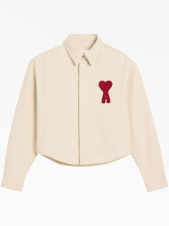 AMI Paris women's Natural Cotton Ami De Coeur Cropped Shirt