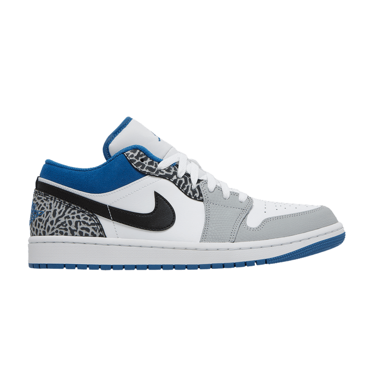 Air Jordan 1 Low Light Grey And Dark Marina Blue