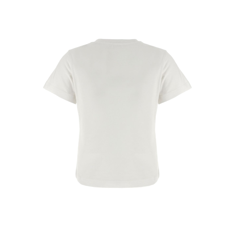 White Embroidered Cursive Logo Cotton T-Shirt