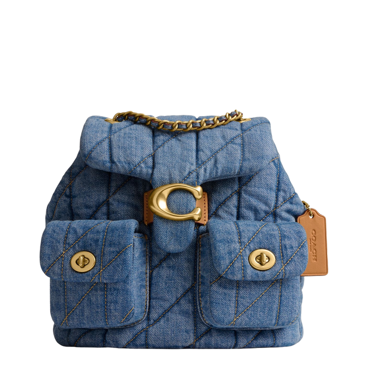Tabby Quilted Denim Backpack - Blue