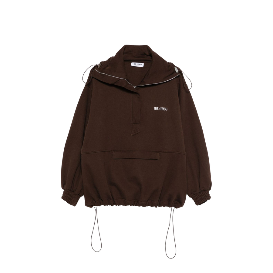 Brown Cotton Anorak Sweatshirt