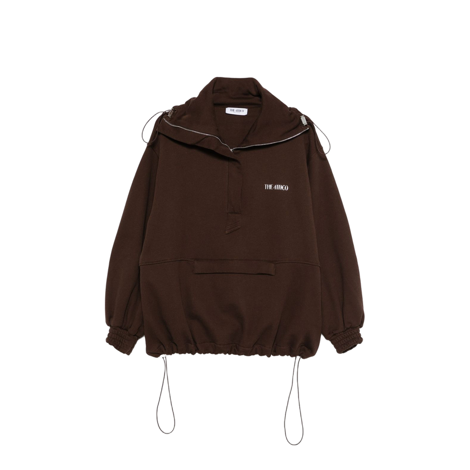Brown Cotton Anorak Sweatshirt
