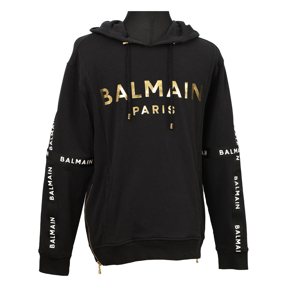 BALMAIN SIZE - S BLACK LOGO HOODIE