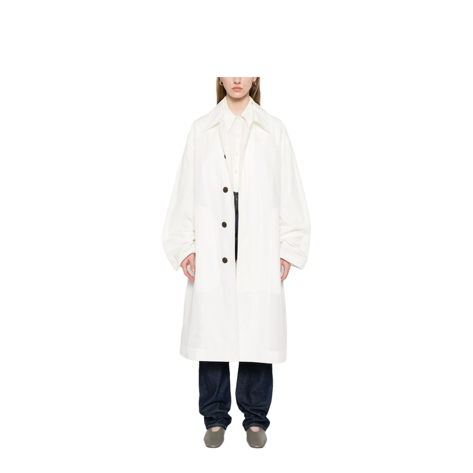 Nylon And Cotton Blend Coat In White