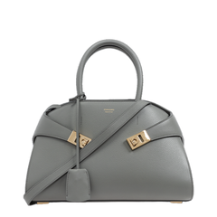 Hug Medium Leather Handbag - Ash Grey