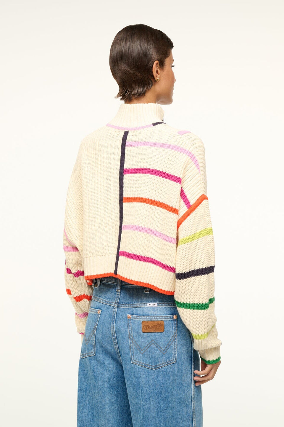 CROPPED HAMPTON SWEATER CREAM RAINBOW MULTI