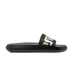 Versace Greca Logo Slides Black Gold White