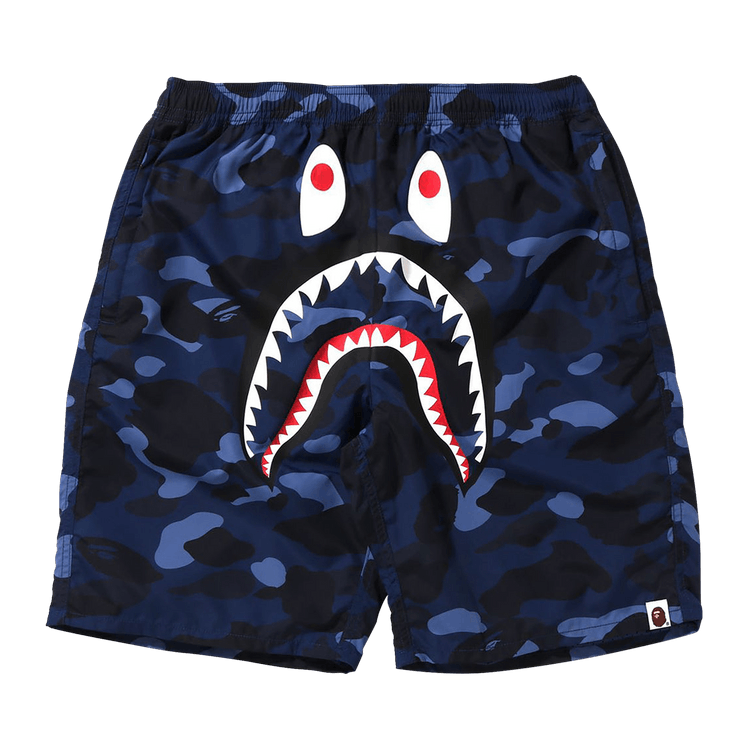 BAPE Color Camo Shark Beach Shorts Navy