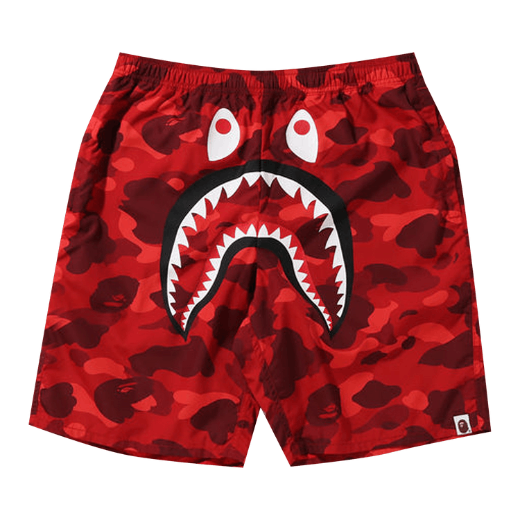 BAPE Color Camo Shark Beach Shorts Red