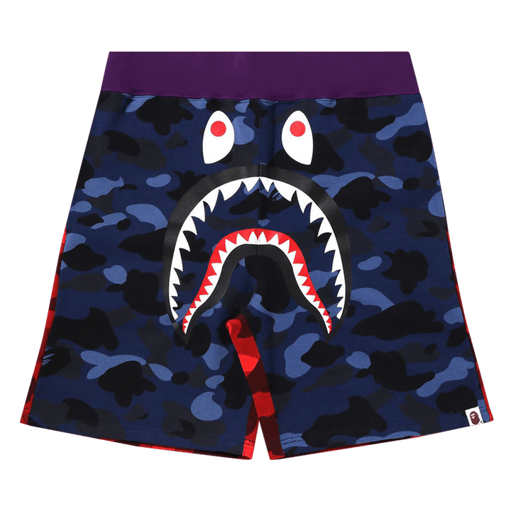 BAPE Crazy Camo Shark Sweat Shorts Navy