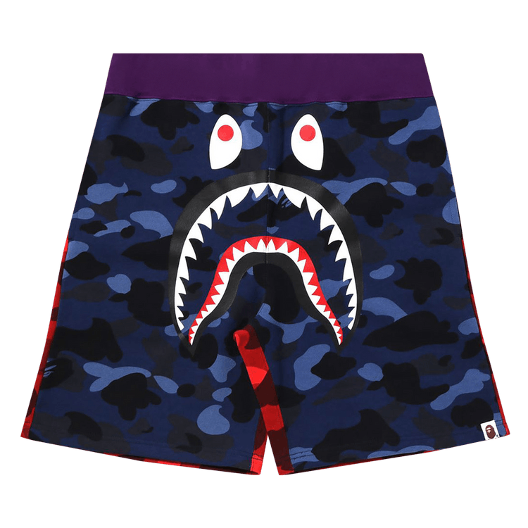 BAPE Crazy Camo Shark Sweat Shorts Navy