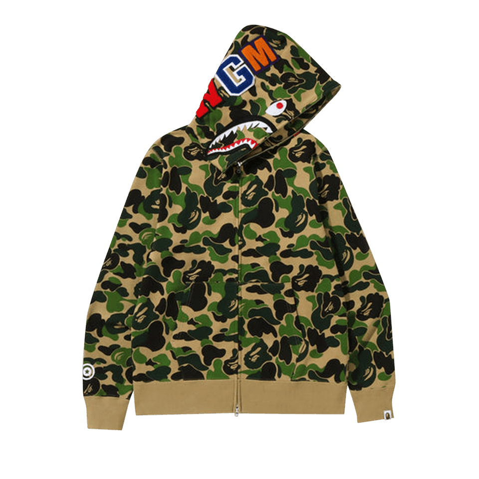 BAPE Big ABC Camo Shark Full Zip Hoodie Green