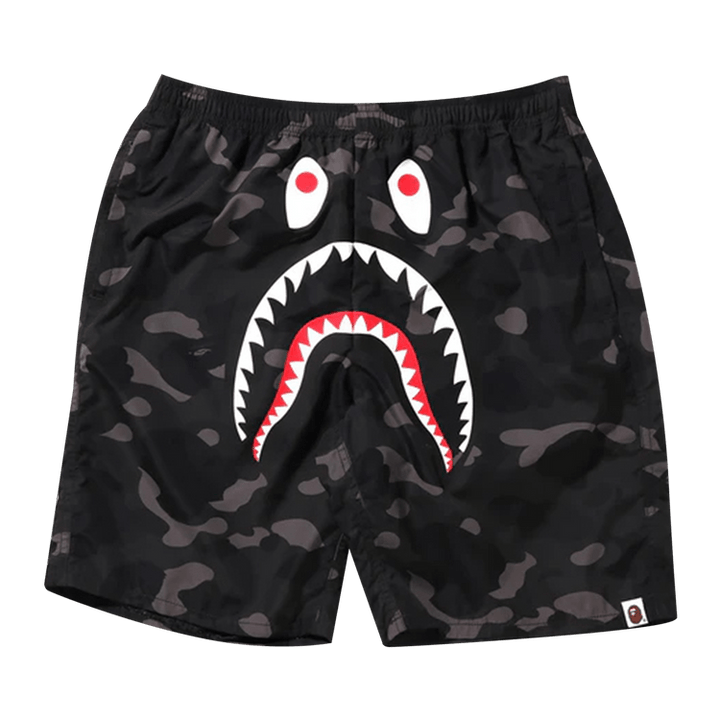 BAPE Color Camo Shark Beach Shorts Black