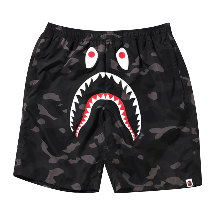 BAPE Color Camo Shark Beach Shorts Black