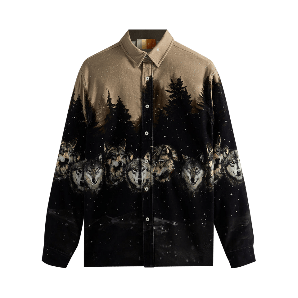 Kith Printed Wolves Cord Ludlow Shirt Black