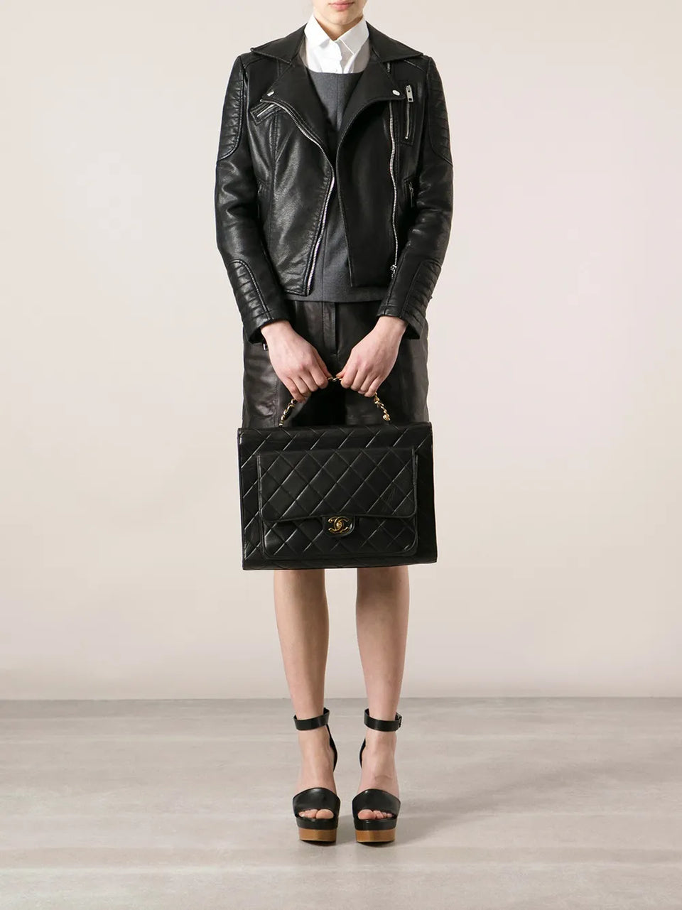 quilted classic flap jumbo brief case