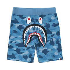 BAPE Honeycomb Camo Shark Sweat Shorts Blue