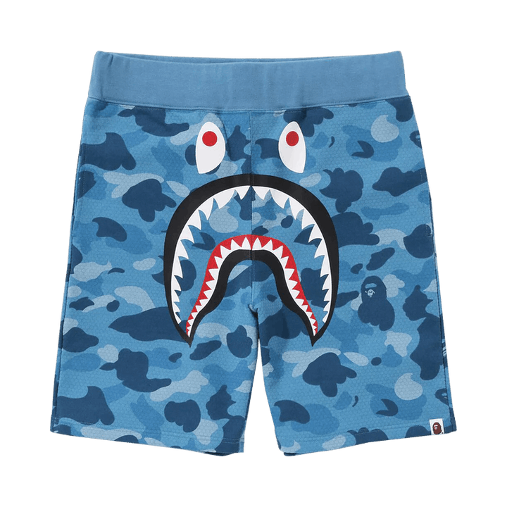 BAPE Honeycomb Camo Shark Sweat Shorts Blue