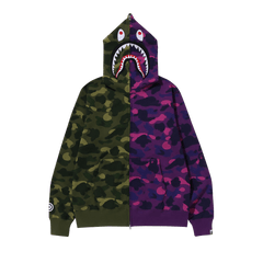 BAPE Color Camo Shark Full Zip Hoodie Green/Purple