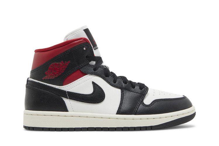 Wmns Air Jordan 1 Mid Black Off White Gym Red