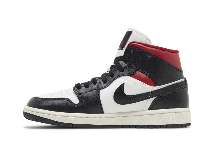 Wmns Air Jordan 1 Mid Black Off White Gym Red