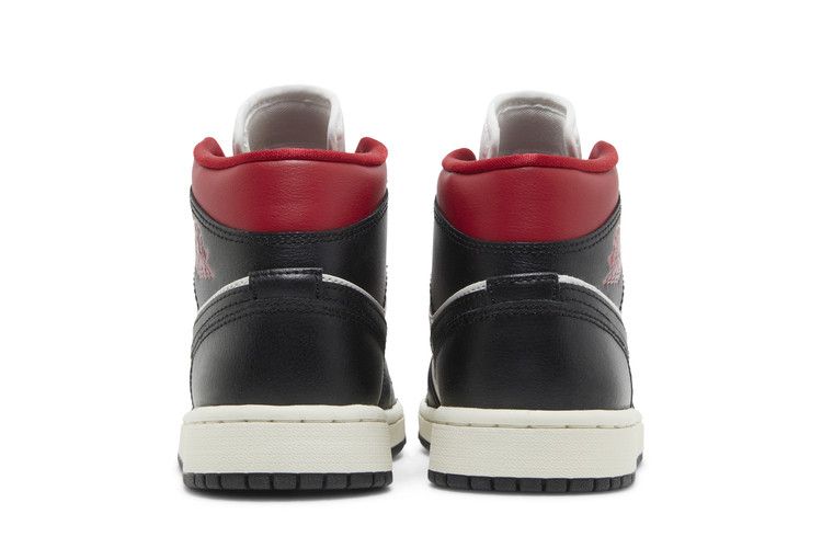 Wmns Air Jordan 1 Mid Black Off White Gym Red