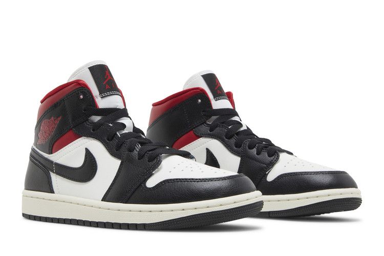 Wmns Air Jordan 1 Mid Black Off White Gym Red