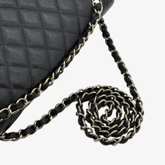 CS077 - CHANEL Black Caviar Leather Jumbo Maxi Classic Flap Bag