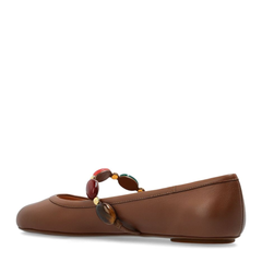 Flat Shoes Leather Brown