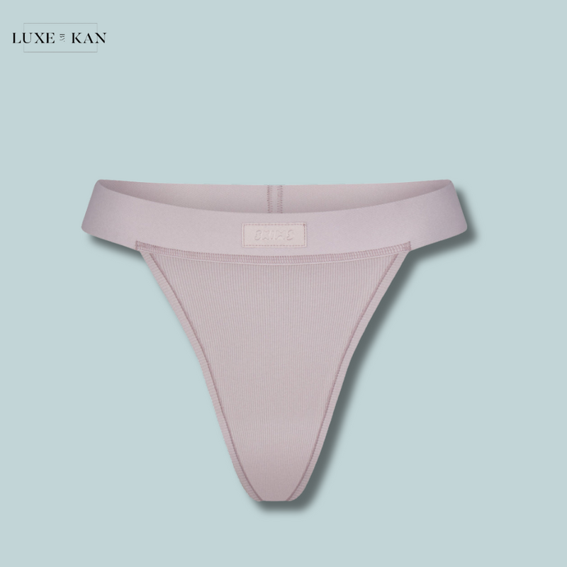 SKIMS Ribbed stretch-cotton thong