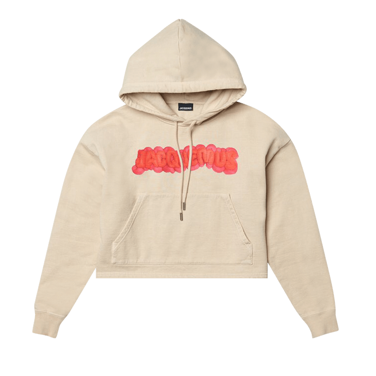 Jacquemus Le Sweatshirt Pate Clay Logo Cropped Hoodie Beige