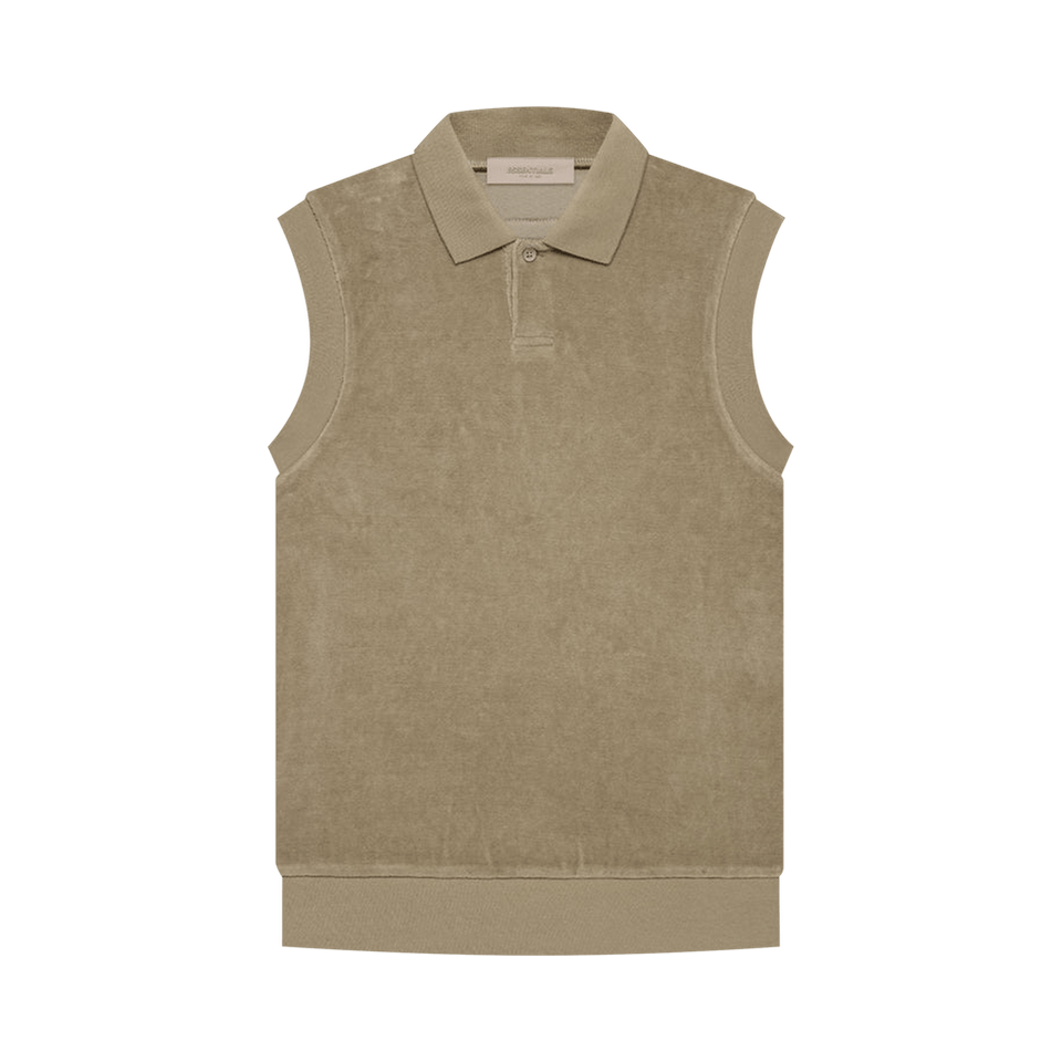 Fear of God Essentials Velour Sleeveless Polo Oak