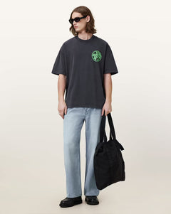ALL SAINTS Distortion Brand Print Regular Fit Crew-Neck T-Shirt (washed-black)