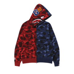 BAPE Color Camo Shark Full Zip Hoodie Red/Navy