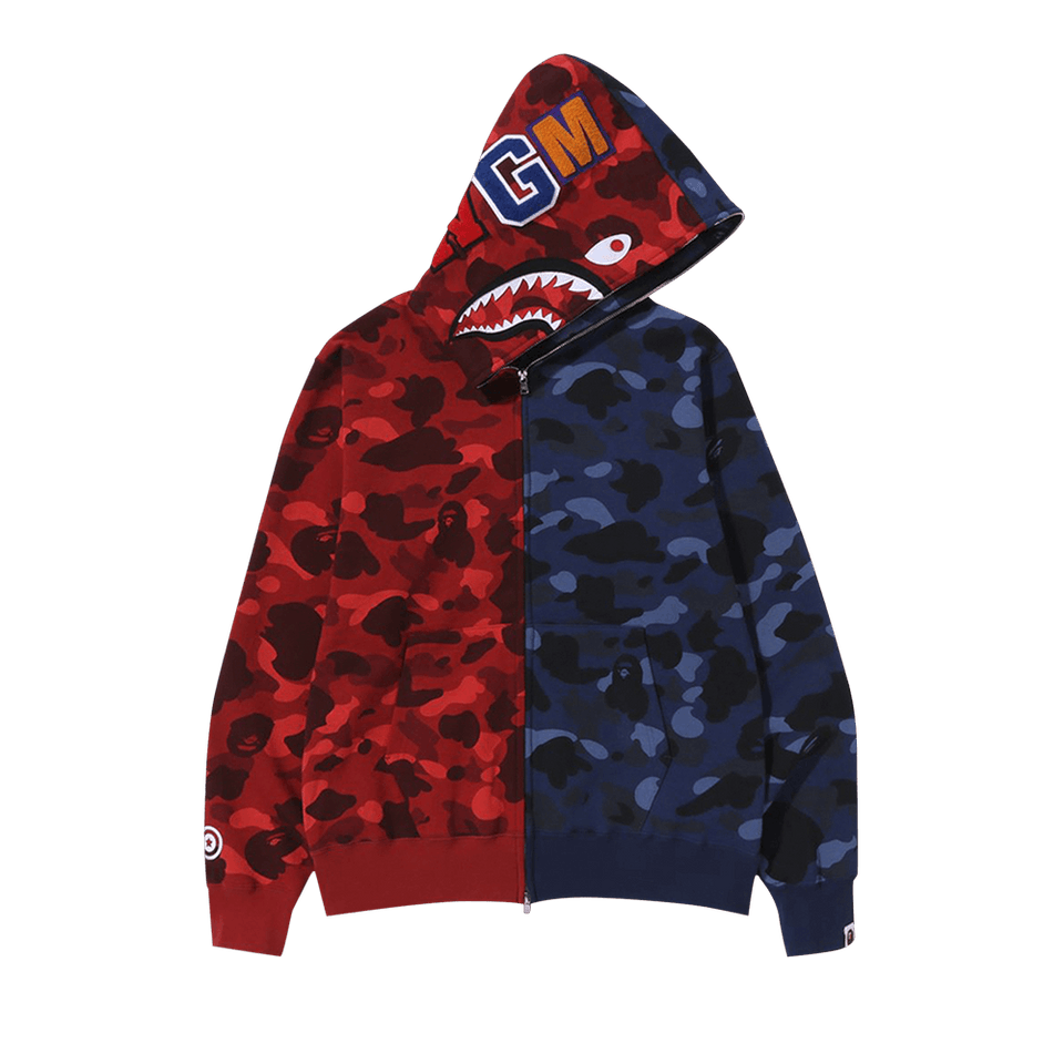 BAPE Color Camo Shark Full Zip Hoodie Red/Navy