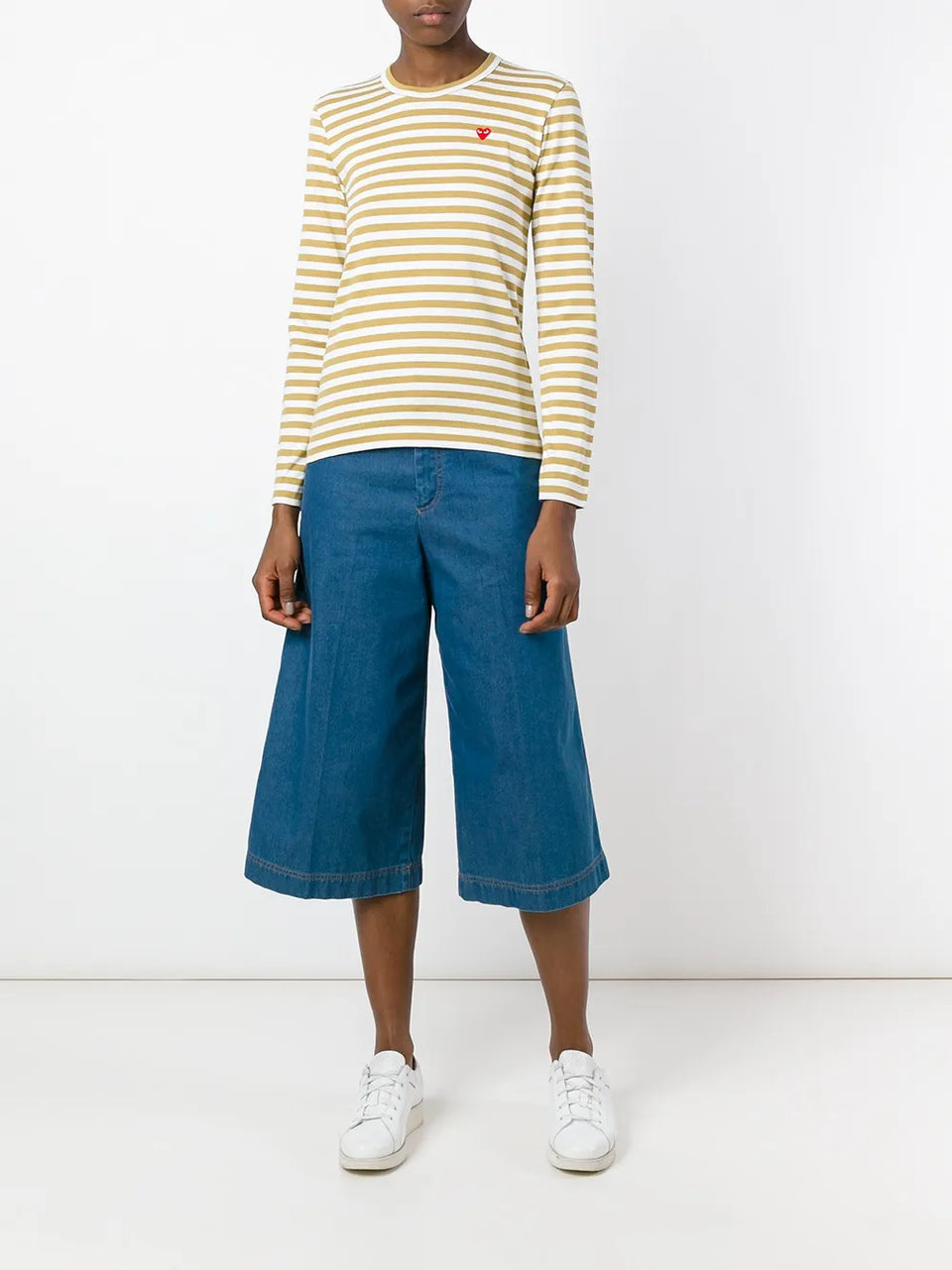 heart-patch striped top