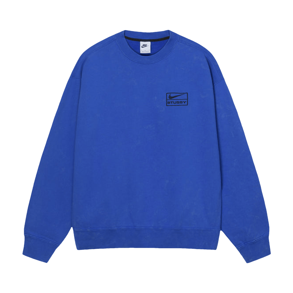 Stussy x Nike Acid Wash Fleece Crew Blue