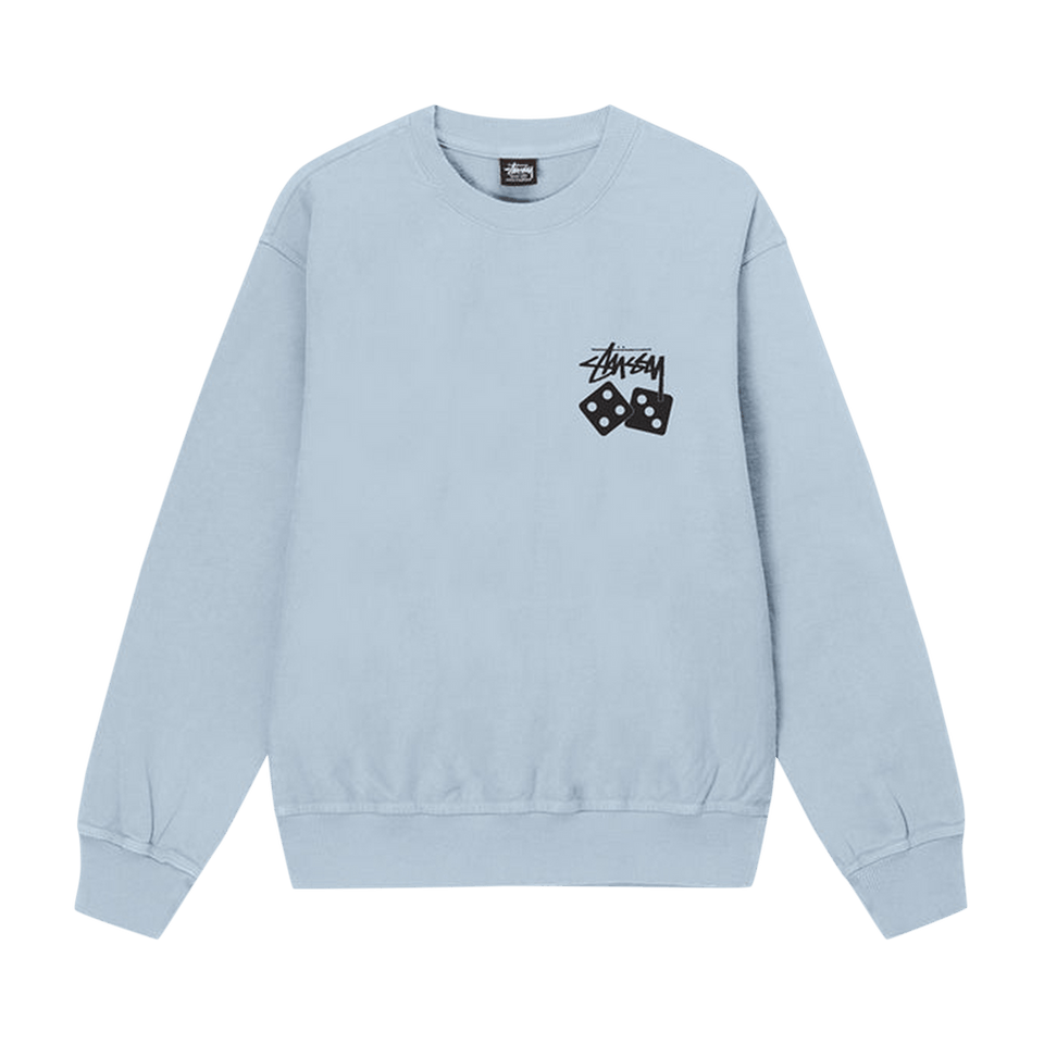 Stussy Dice Pigment Dyed Crew Sky Blue