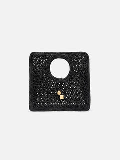 Jacquemus The Spiaggia Small Square Bag Small Square Raffia Bag Black