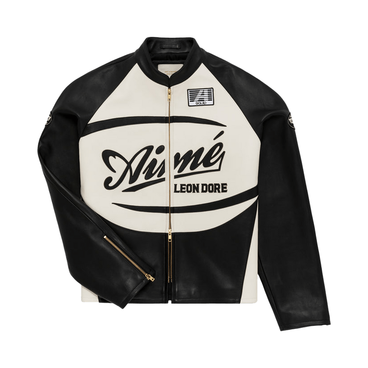 Aimé Leon Dore Leather Café Racer Jacket Jet Black