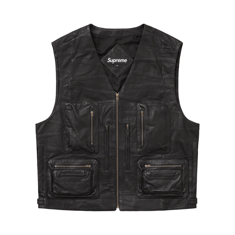 Supreme Patchwork Leather Cargo Vest Black