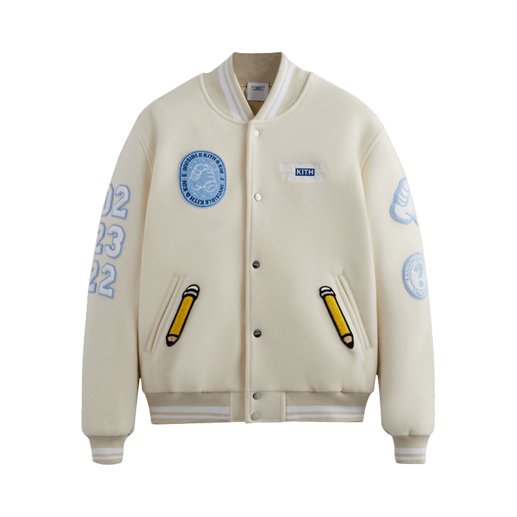 Kith x Invisible Friends Manteco Wool Varsity Jacket Sandrift
