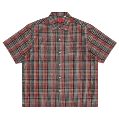 Supreme Metallic Plaid Shorts-Sleeve Shirt Red