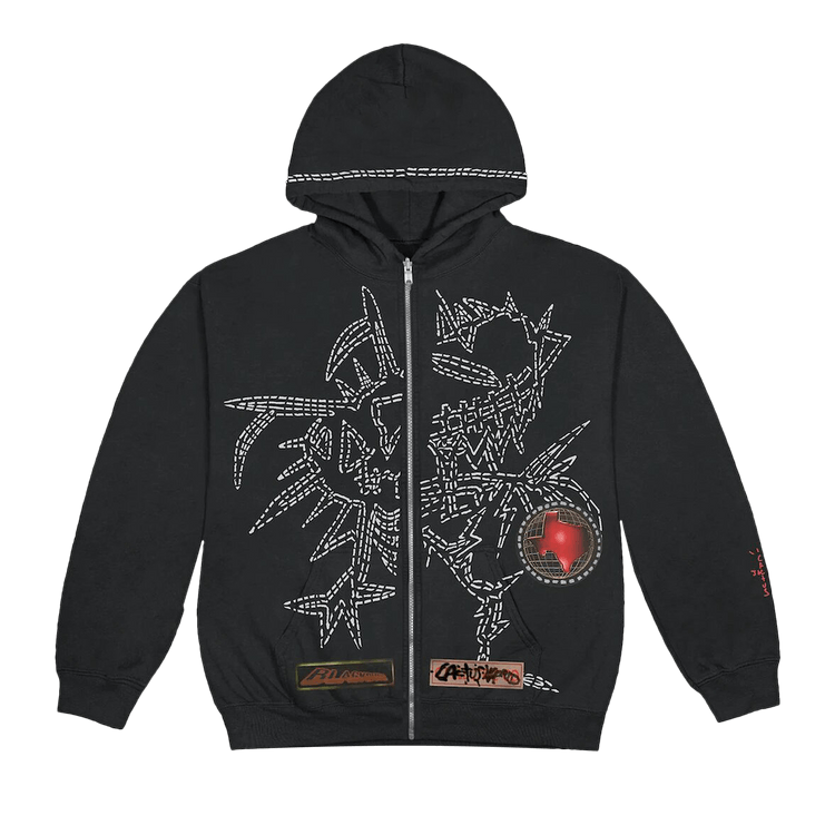 Cactus Jack by Travis Scott Blackout Zip Up Hoodie Black